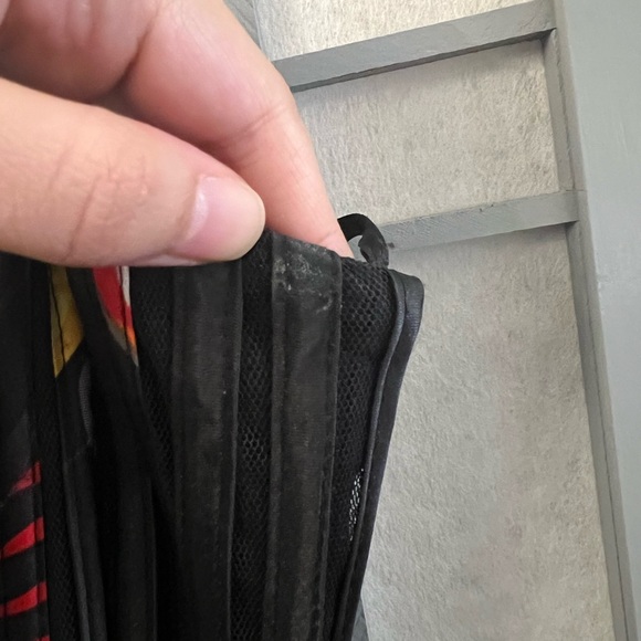 Issue Size 2 Small 2000s Floral And Black Tulle Dress Black Yellow Red Mesh Midi - Picture 2 of 9